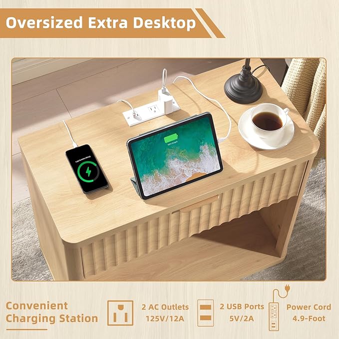 LEYAOYAO 31" Wide Fluted Nightstand - Image 5