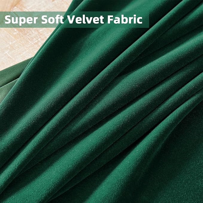 Joydeco Dark Green Velvet Curtains 63 Inches Long, Luxury Grommet Blackout - Image 5