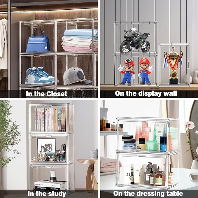 Size 14 Acrylic Sneaker Shoe Display Case, Transparent Shoe Box Storage Bins - Image 7