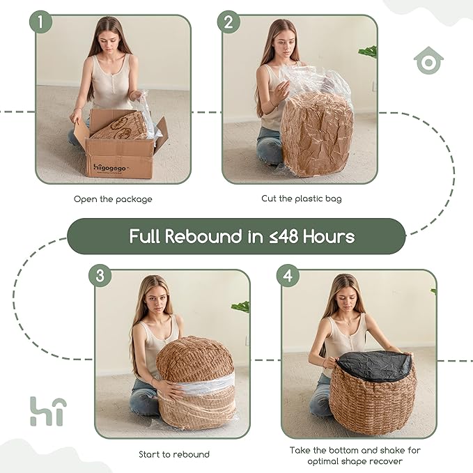 HIGOGOGO Pouf Ottoman Stuffed Round Modern Foam Filled Foot Rest Poufs - Image 5