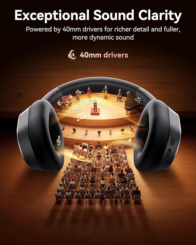 Active Noise Cancelling Headphones, 120H Playtime Bluetooth 6.0 Wireless - Image 6