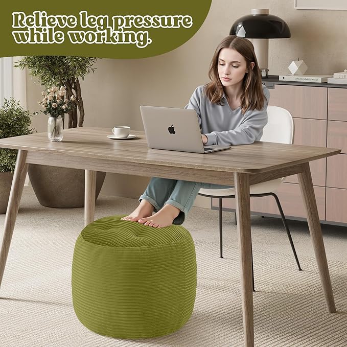 MeMoreCool Stuffed Round Pouf Ottoman Foot Rest, Floor Pouf Foot Stool - Image 5