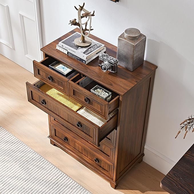 Farmhouse 6 Drawer Dresser for Bedroom, Rustic Wood Dresser - Image 4