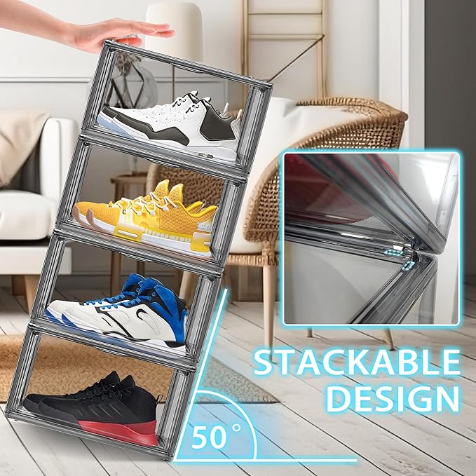 12 Pack Large Shoe Organizers Storage Boxes - Image 5
