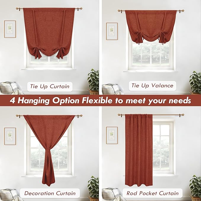 DriftAway Double Layer Linen Blackout Tie Up Curtains Thermal Insulated Fully - Image 8