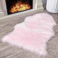 Silky Soft Faux Fur Rug, 2 ft. x 3 ft. Pink Fluffy and Shaggy Sheepskin Area by WalkonMe