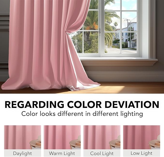 Deconovo Solid Back Tab and Rod Pocket Curtains Thermal Insulated Blackout - Image 6