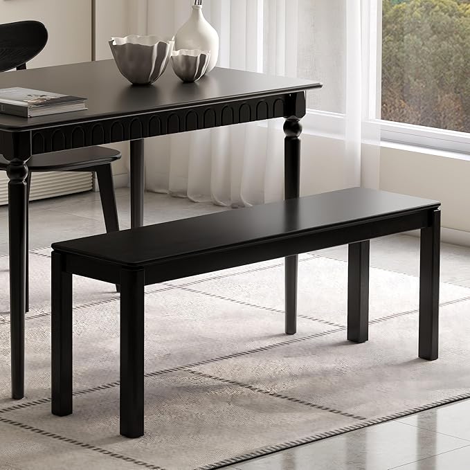 47.2'' 100% Solid Wood Dining Bench, Oak Wood Long Bench by Wayshome