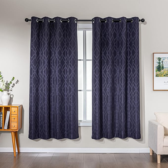Amazon Basics Jacquard 2-Piece 100% Blackout Curtains, Living Room and Bedroom by AmazonBasics
