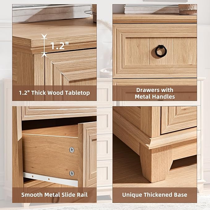 Farmhouse 4 Drawer Dresser for Bedroom Set of 2, Rustic Wood Dresser - Image 6