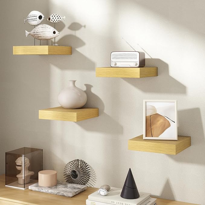 Axeman Square Floating Shelves for Wall, 4 Pack Wall Mounted Floating Shelf - Image 7