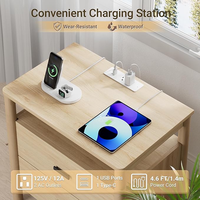 FavourLife Night Stand, Modern Large Nightstand - Image 4