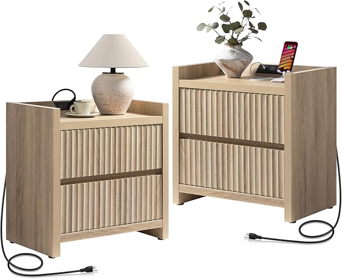SICOTAS Night Stands Set of 2-Fluted Nightstands by SICOTAS