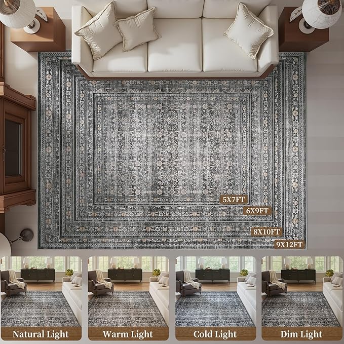 MontVoo-Vintage Area Rug 5X7 Grey Rugs - Image 7