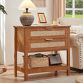 LEYAOYAO 31.5" Wide Rattan Night Stand, Oversized Large Boho Nightstand by LEYAOYAO-Findtheshiningpointofyourideallife%EF%BC%81