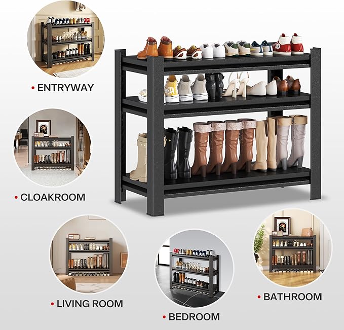 32'' Storage Shelves, 3Tier Garage Metal Shelving Unit, Adjustable, - Image 5
