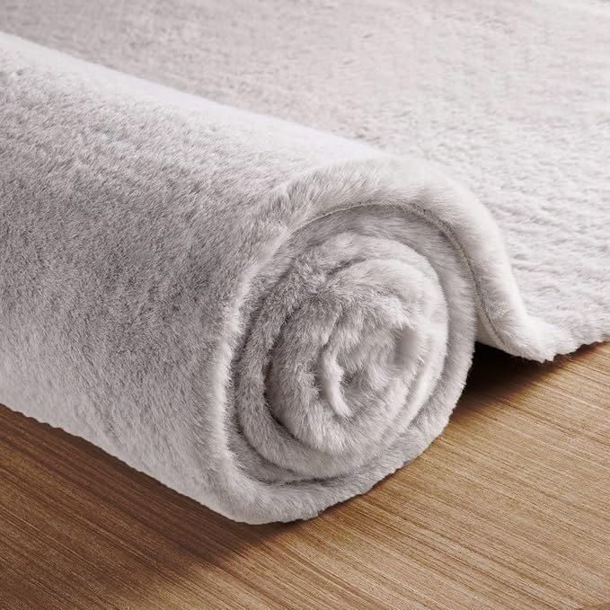 Fuzzy Grey Fluffy Washable Runner Rugs - Image 6