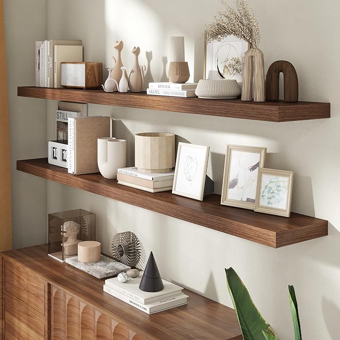 72 Inch Floating Shelves for Wall, 8 Inch Deep Floating Shelf for Storage & - Image 2