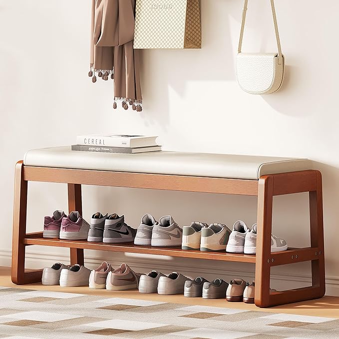 Shoe Bench Storage Rubberwood by PETKABOO