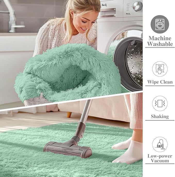 OLANLY Area Rugs for Living Room Bedroom, Machine Washable 4x5.9 ft Soft Fluffy - Image 2