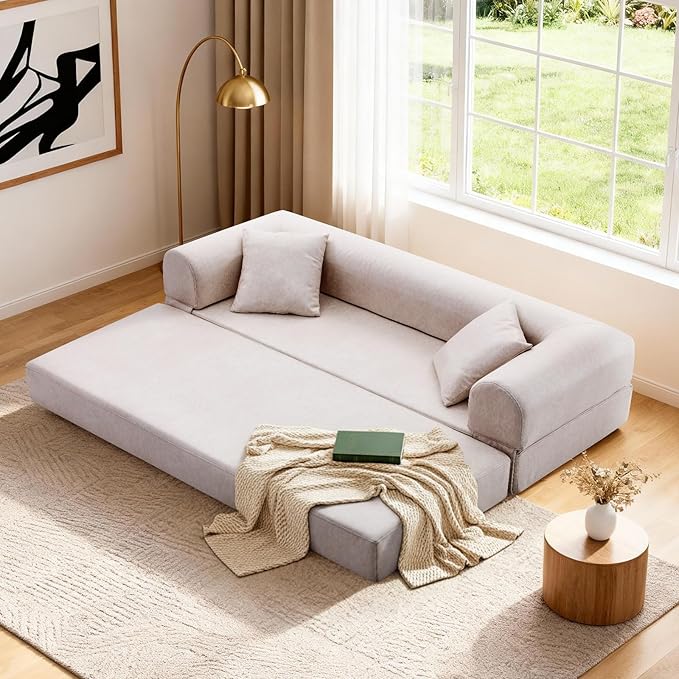 Convertible Folding Sofa Bed, 78.5 Inch Faux Leather Futon Couch - Image 2