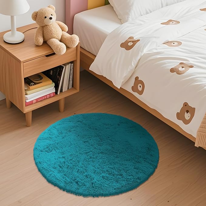 OLANLY Teal Round Rugs for Bedroom - Image 2