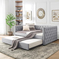 Daybed with Trundle, Modern Upholstered Full Size Day Bed Button-Tufted Sofa by Antetek
