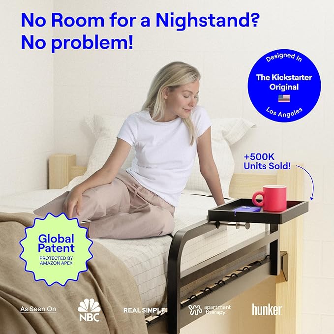 BedShelfie Wood Bedside Shelf for Bunk Bed & Top Bunk, College Dorm Room - Image 3