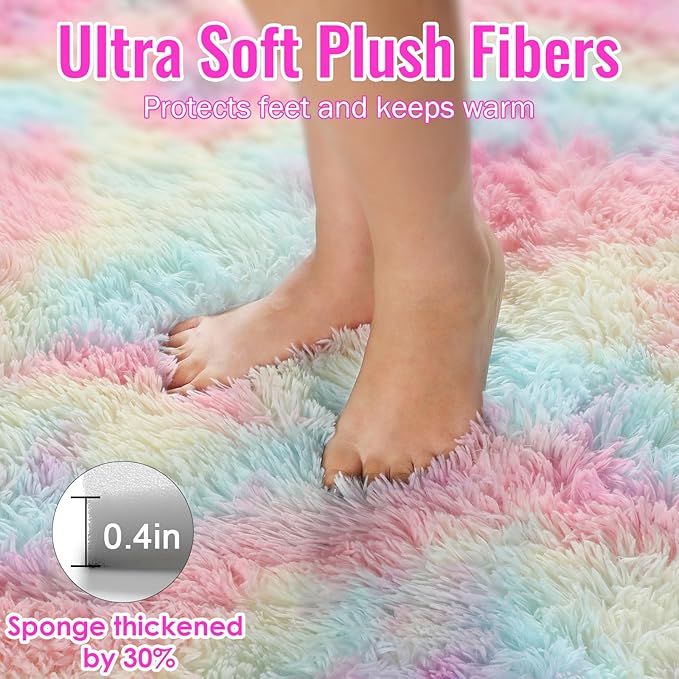 PAGISOFE Fluffy Colorful Rainbow Rugs - Image 6