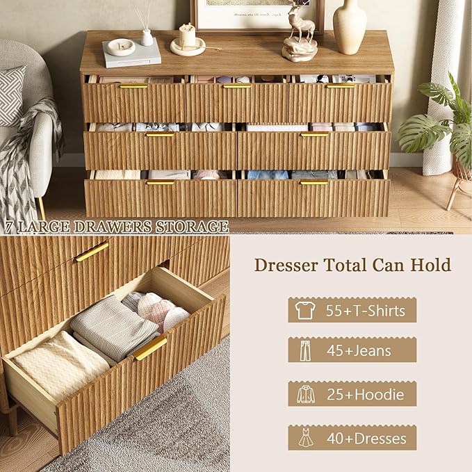CARPETNAL Fluted 7 Drawer Dresser - Image 3