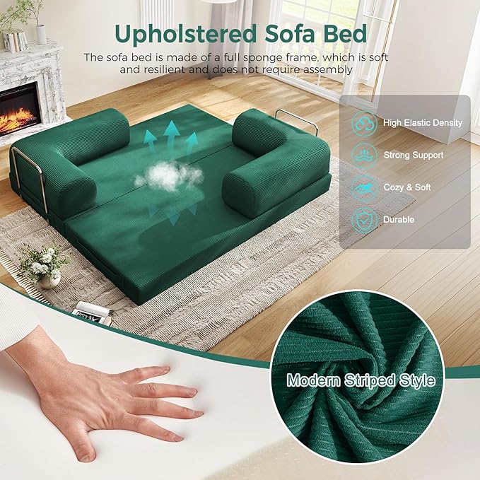 4-in-1 Folding Convertible Sofa Bed, 78 Inch Boneless Couch - Image 4