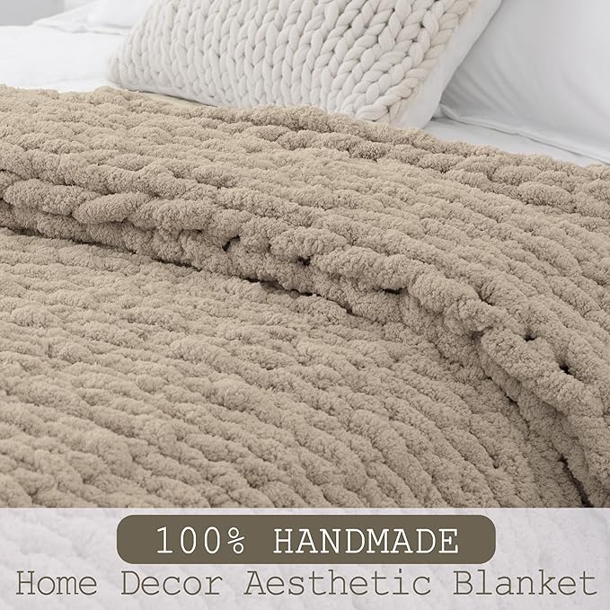 Chunky Knit Throw Blanket 60"X 80", 100% Handmade - Image 6