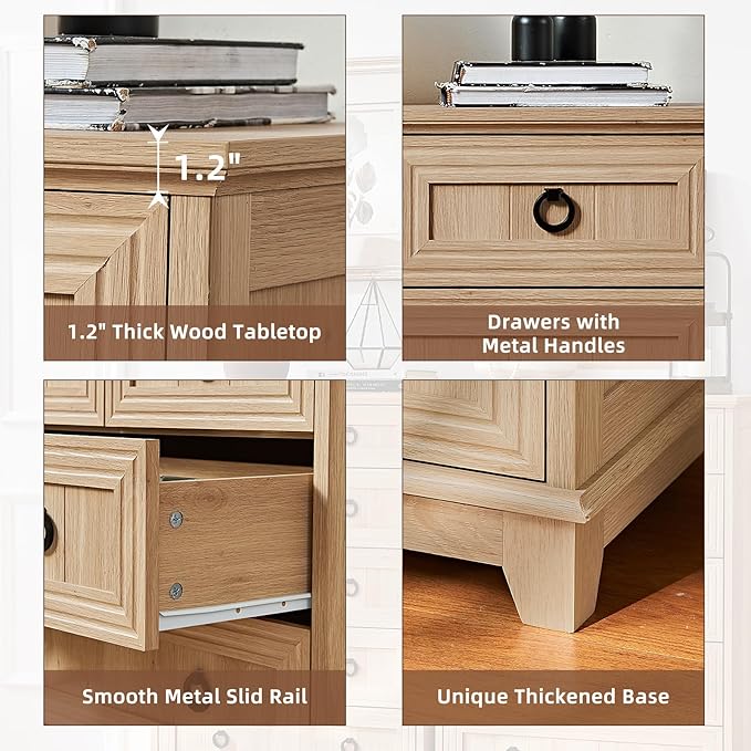 Farmhouse 6 Drawer Dresser for Bedroom, Rustic Wood Dresser - Image 5