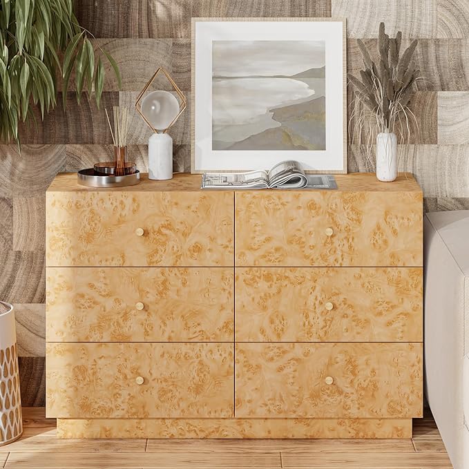 Modern 6 Drawer Dresser Set of 2 - Image 2