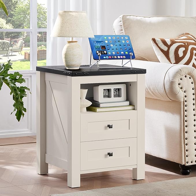 Joaxswe Nightstand with Charging Station and USB Port, Farmhouse Side End Table - Image 5