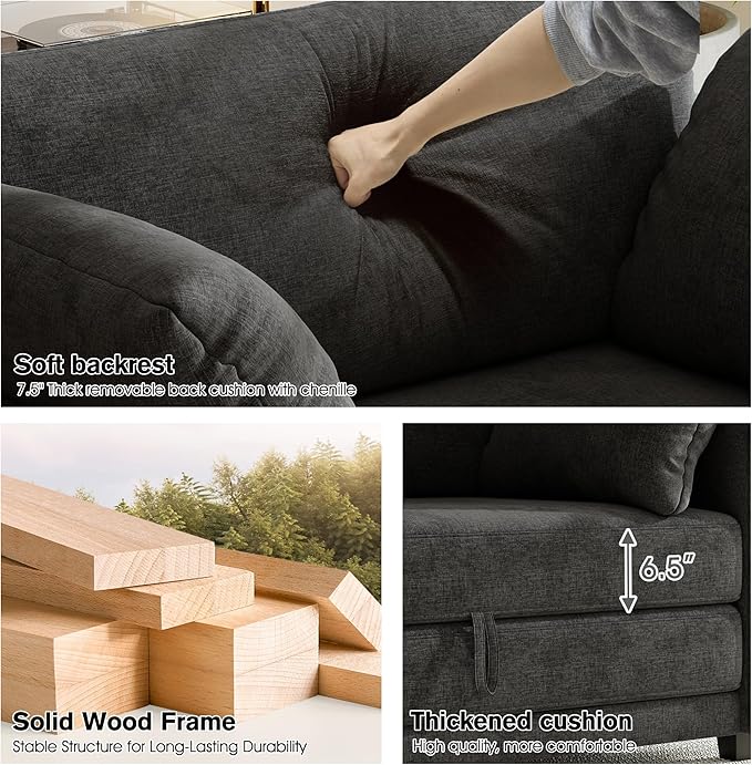 51" Loveseat Sleeper Sofa Bed, Chenille Convertible Floor Sofa Bed - Image 5