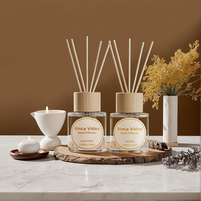 Reed Diffuser Set, Binca Vidou Lavender & Vanilla Natural Scent Oil Diffusers - Image 7