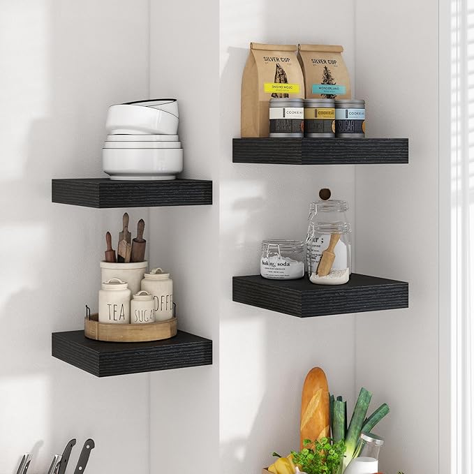 Axeman Square Floating Shelves for Wall, 4 Pack Wall Mounted Floating Shelf - Image 7