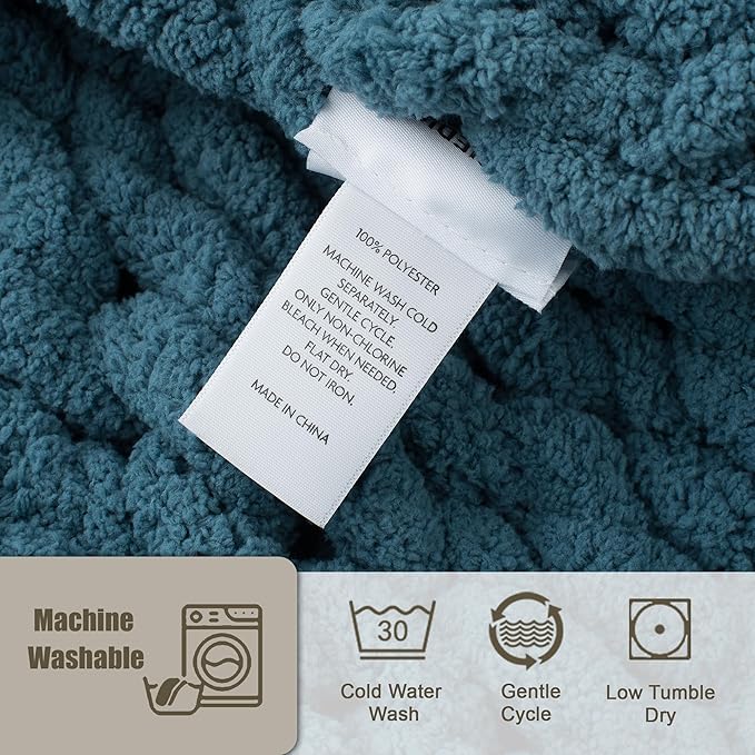 Chunky Knit Throw Blanket 60"X 80", 100% Handmade - Image 5