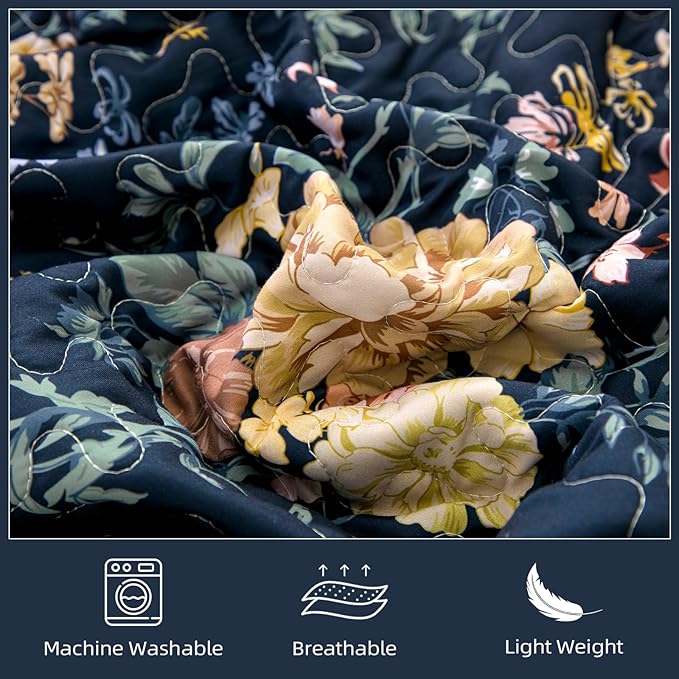 WONGS BEDDING Quilt King Size, Botanical Quilt - Image 6