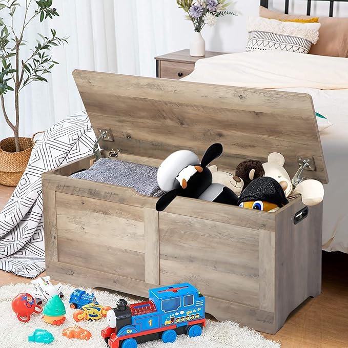 Timberer 39.4" Storage Chest, Wooden Storage Bench, Lift Top Toy Chest - Image 2