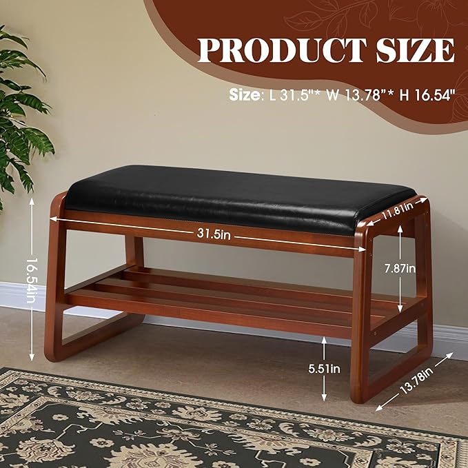 HABUTWAY Solid Wood Shoe Rack, Entryway Shoe Bench - Image 2