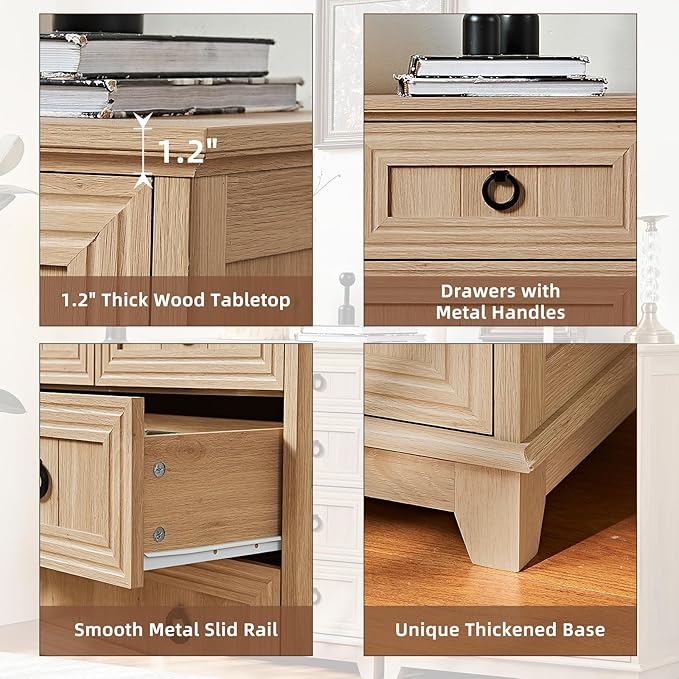 Farmhouse 5 Drawer Dresser for Bedroom, 33.2" Tall Small Dressers & Chest of - Image 4
