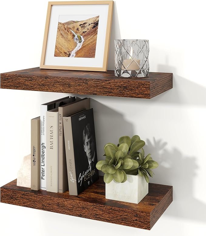 Floating Shelves for Wall, 7.9" Deep Wall Mounted Wood Shelves for Bathroom by Unknown
