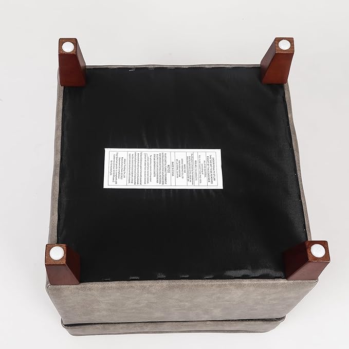 Adeco 17.5" Square Faux Leather Ottoman - Image 9