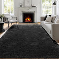 PAGISOFE Black Fluffy Shag Area Rugs by PAGISOFE
