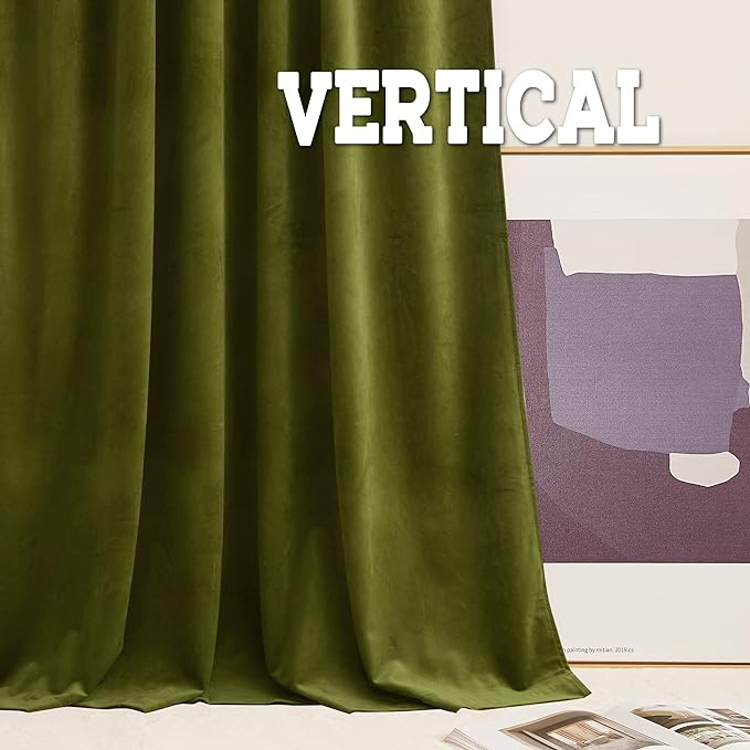 RYB HOME Velvet Curtains 102 inches Long, Back Tab Room Darkening Noise - Image 6