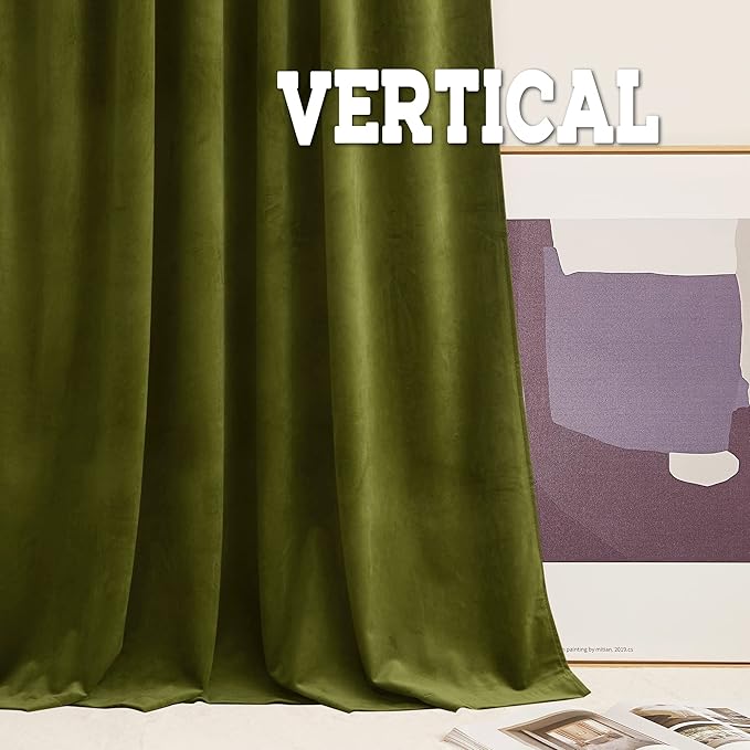 RYB HOME Moss Green Velvet Curtains 84 inches - Image 5