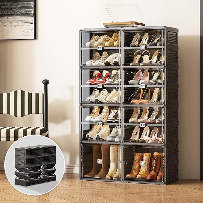 Black Shoe Rack Organizer Cabinet by Unknown