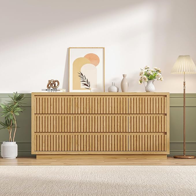 Long Dresser for Bedroom, Large Fluted Dresser - Image 8